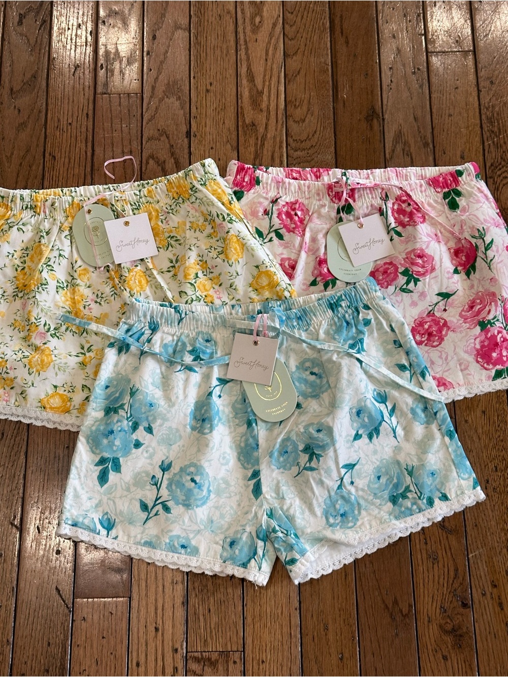 NWT SweetHoney Floral Lounge Shorts Bundle | Girls Size 10Y | Set of 3